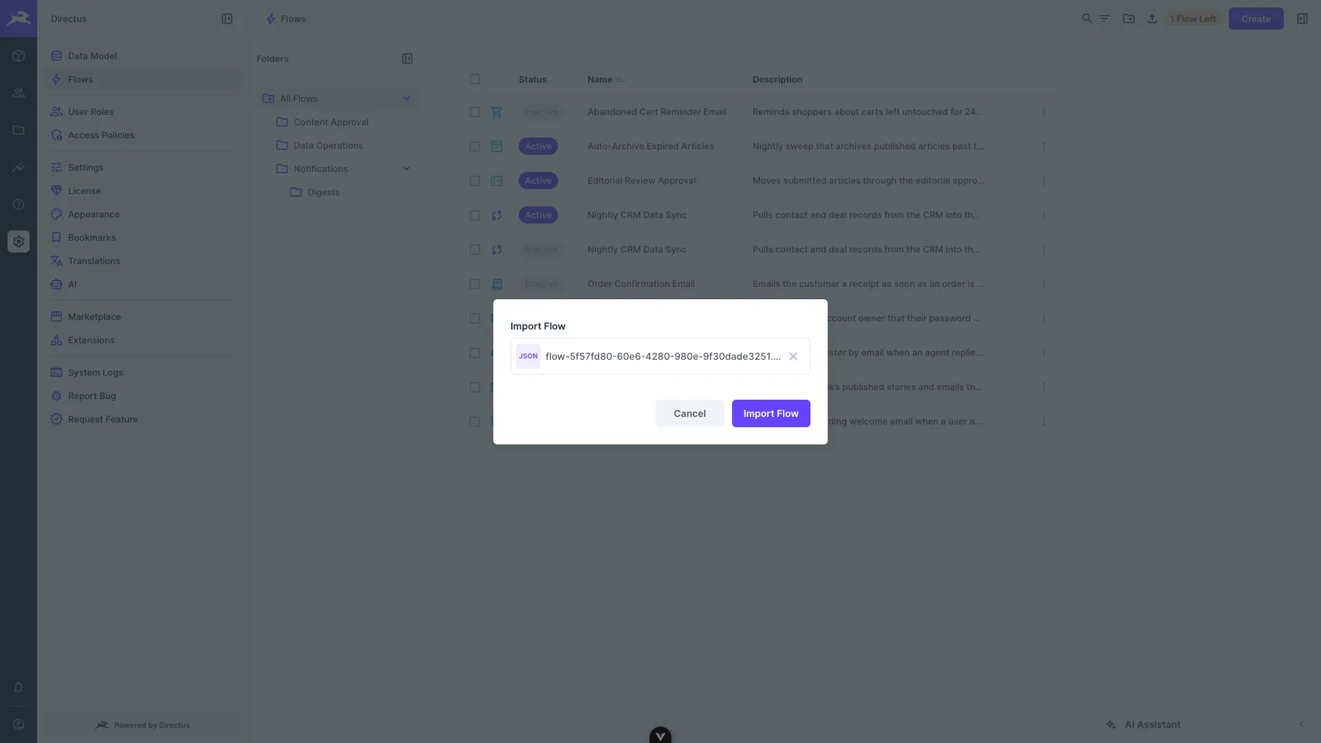 Importing a Flow