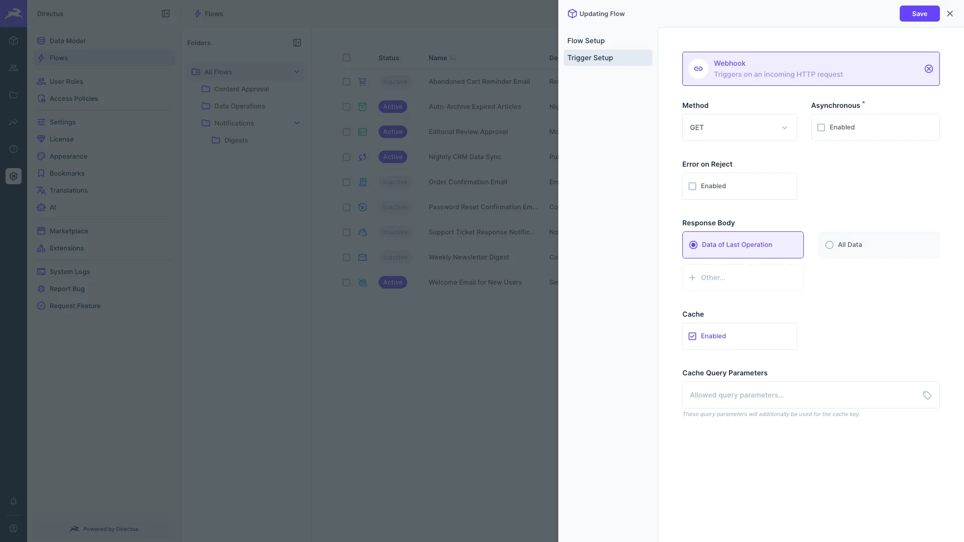 Webhook trigger setup